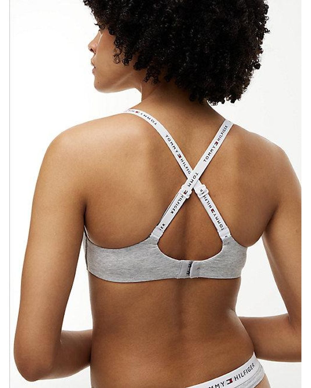 Tommy Hilfiger Gray Repeat Logo Lightly Lined Triangle Bra