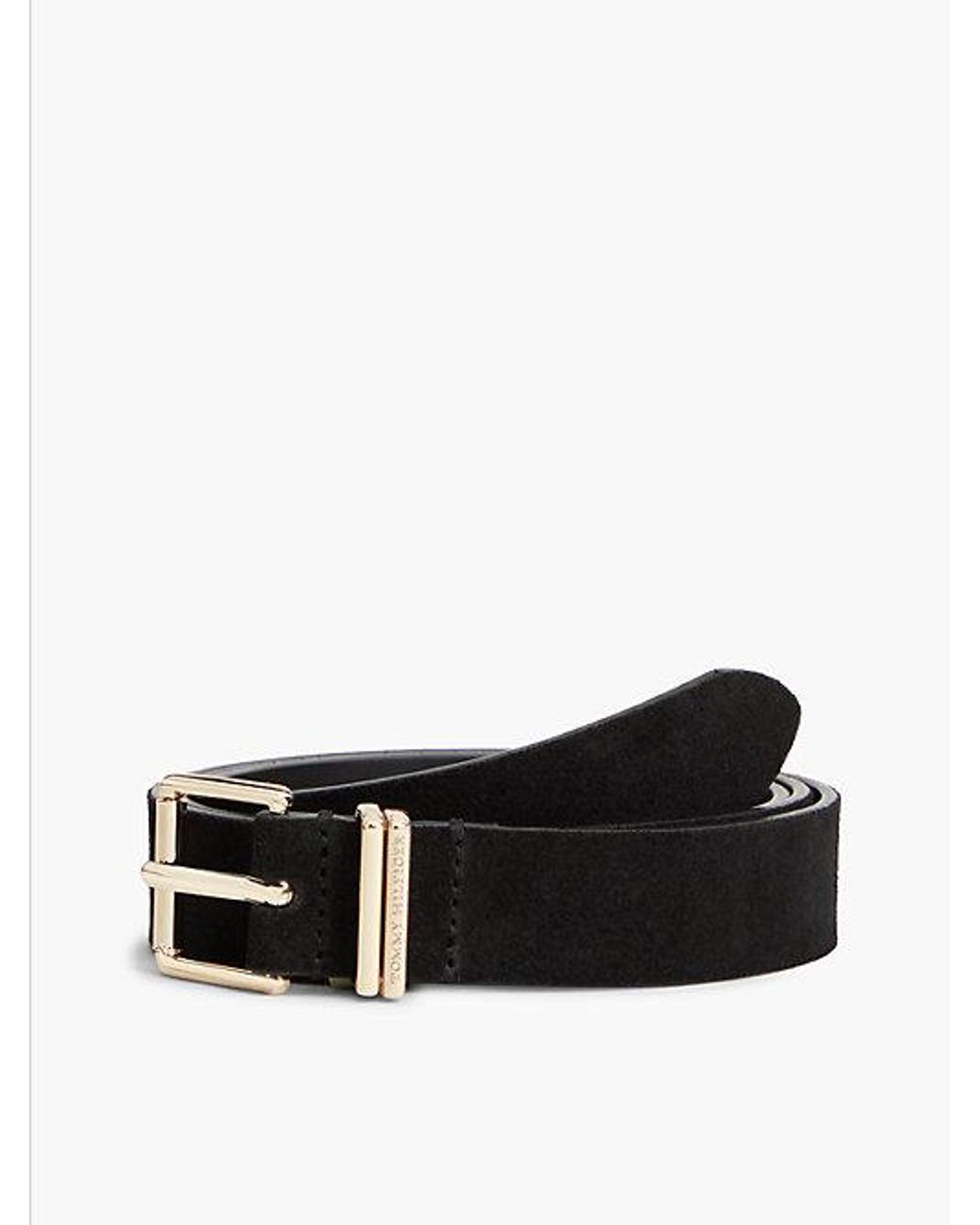 Tommy Hilfiger Black Suede Square Roller Buckle Belt