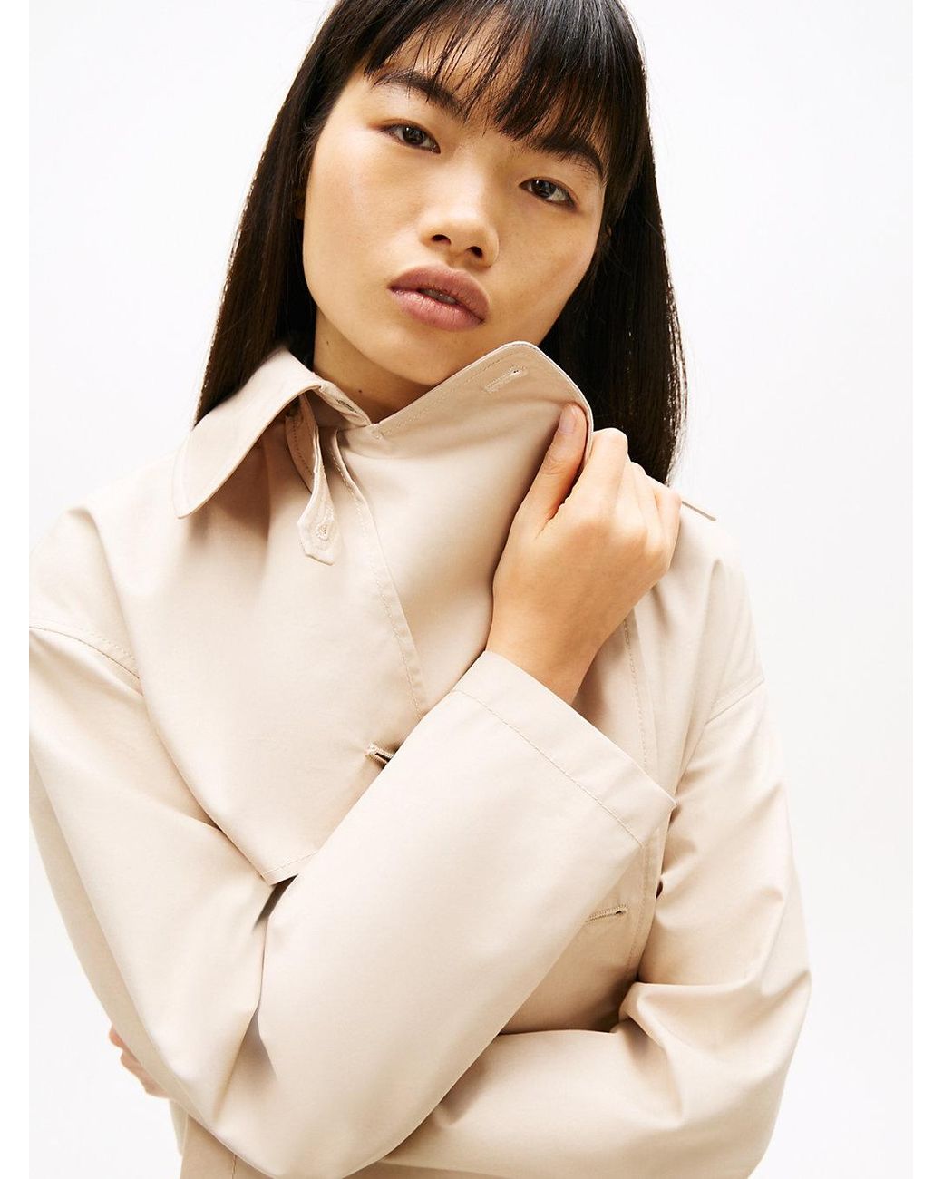 Tommy Hilfiger Natural Water Repellent Relaxed Short Trench Coat