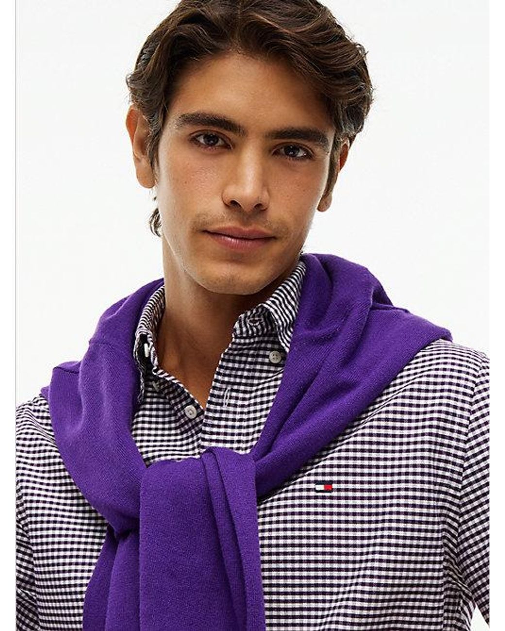Tommy Hilfiger Purple Regular Fit Gingham Check Oxford Shirt for men