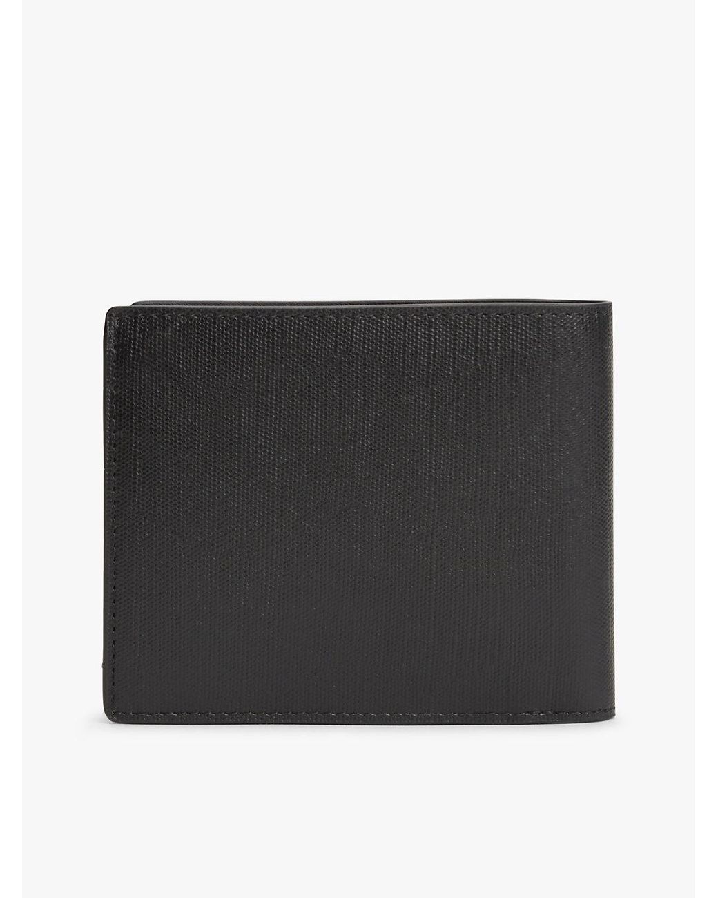 Tommy Hilfiger Black Leather Caviar Grain Bifold Wallet for men