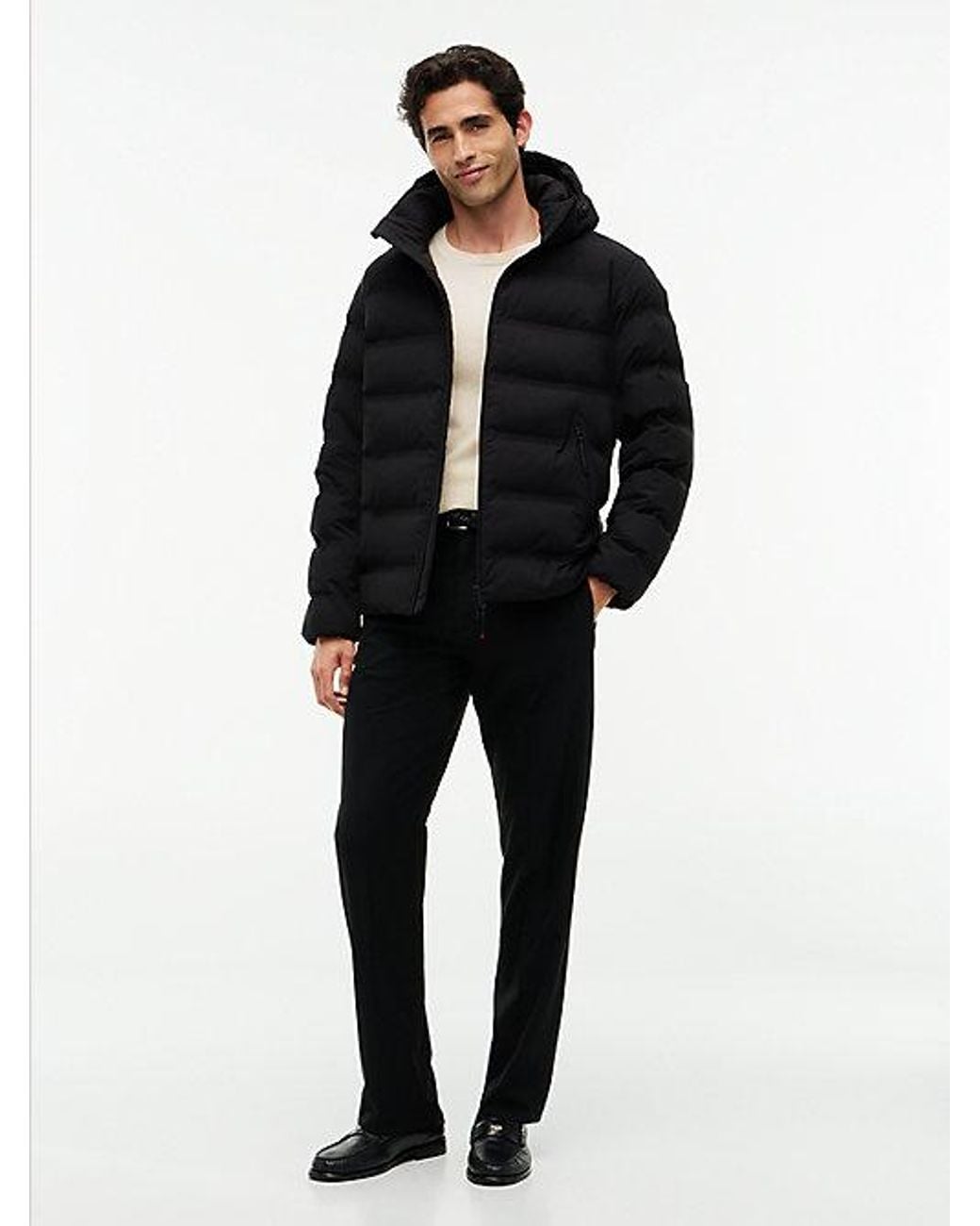 Tommy Hilfiger Black Performance Tech Padded Hooded Jacket for men
