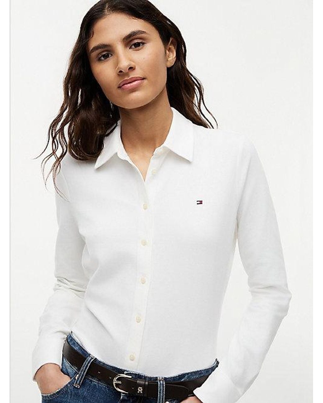 Tommy Hilfiger White 1985 Slim Fit Pique Shirt