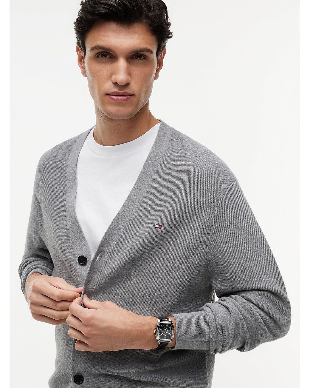 Tommy Hilfiger Black Square Dial Leather Strap Watch for men