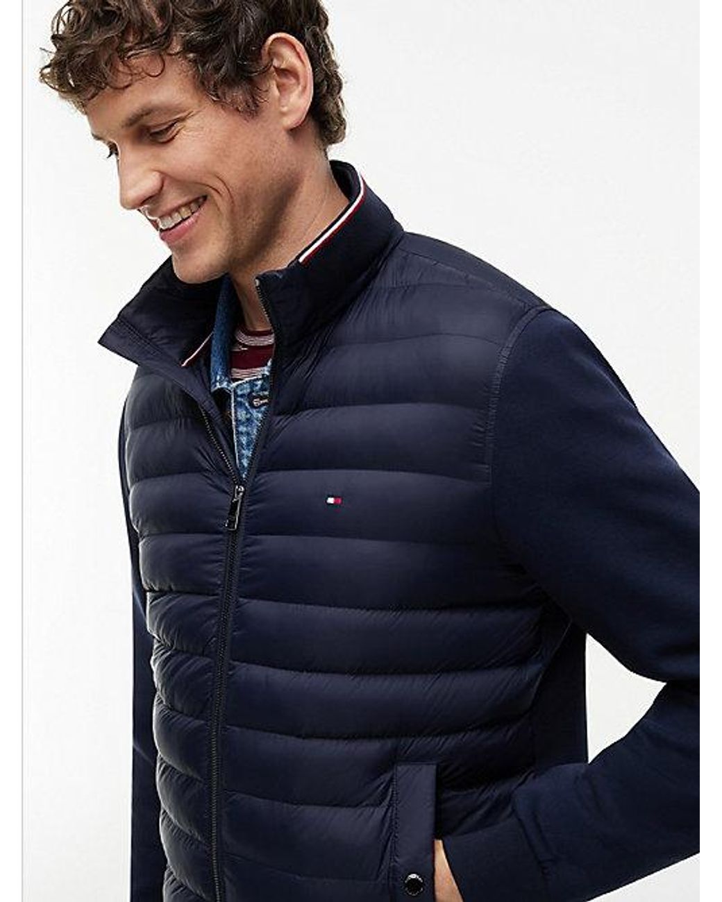 Tommy Hilfiger Blue Intechno Knit Zip Thru Sweatshirt for men