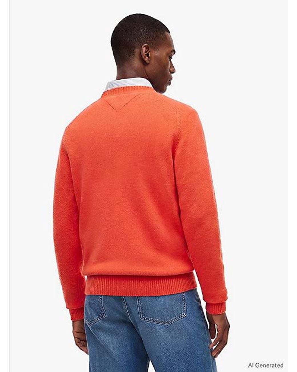 Tommy Hilfiger Red Pure Lambswool Crew Neck Jumper for men