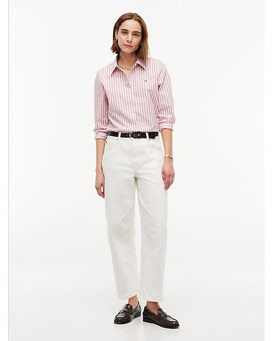 Tommy Hilfiger Pink Regular Fit Flag Embroidery Poplin Shirt