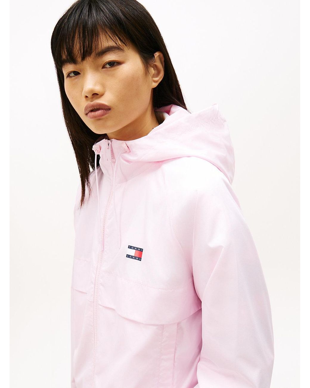 Tommy Hilfiger White Relaxed Water Repellent Ripstop Hooded Windbreaker