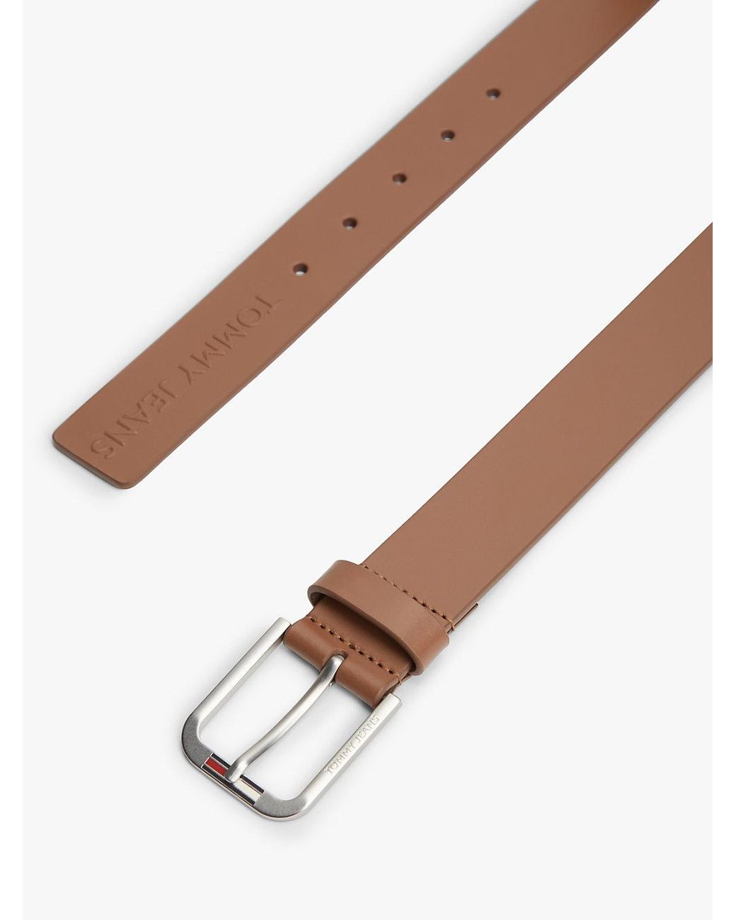 Tommy Hilfiger Brown Austin Embossed Logo Leather Belt for men