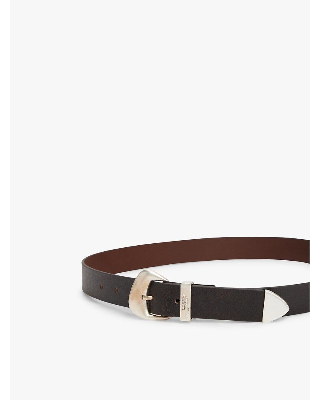 Tommy Hilfiger Black Abstract Buckle Cracked Leather Belt