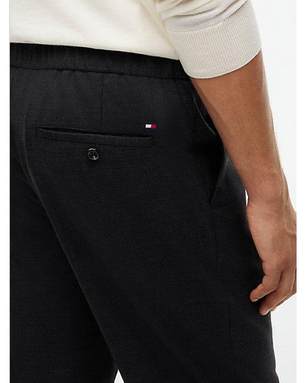Tommy Hilfiger Black Dover Regular Straight Wool Blend Chinos for men
