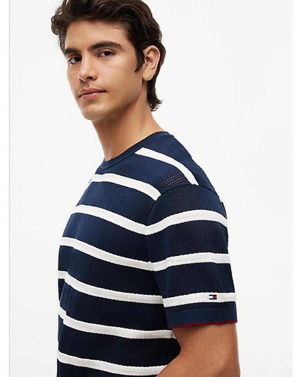 Tommy Hilfiger Blue New York Label Breton Stripe Knit Relaxed T-Shirt for men
