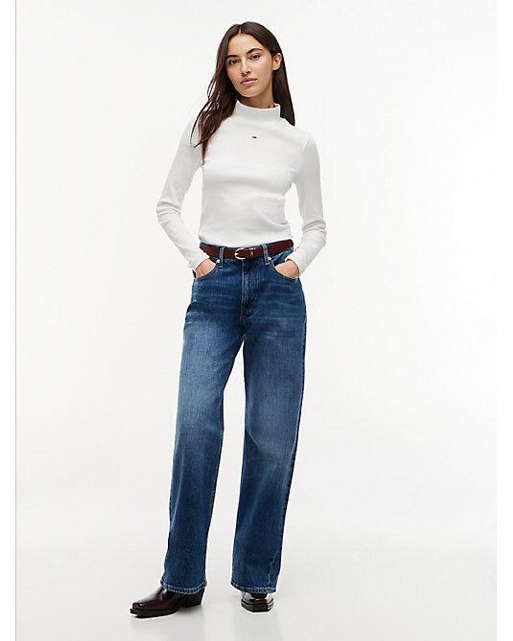 Tommy Hilfiger White Mock Neck Long Sleeve Top