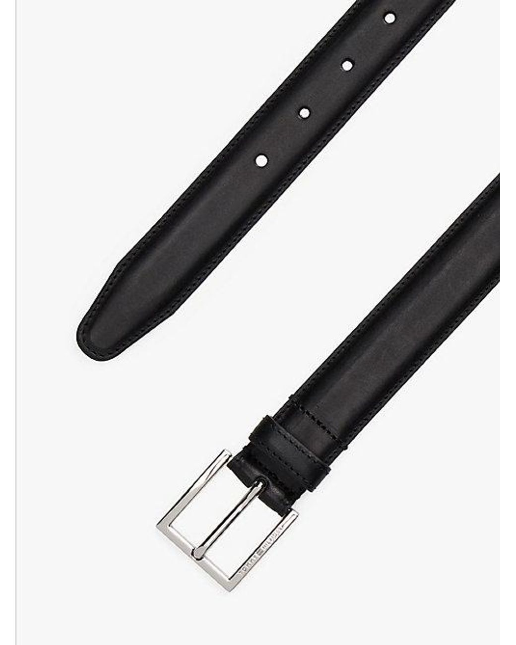 Tommy Hilfiger Black Square Buckle Leather Belt for men