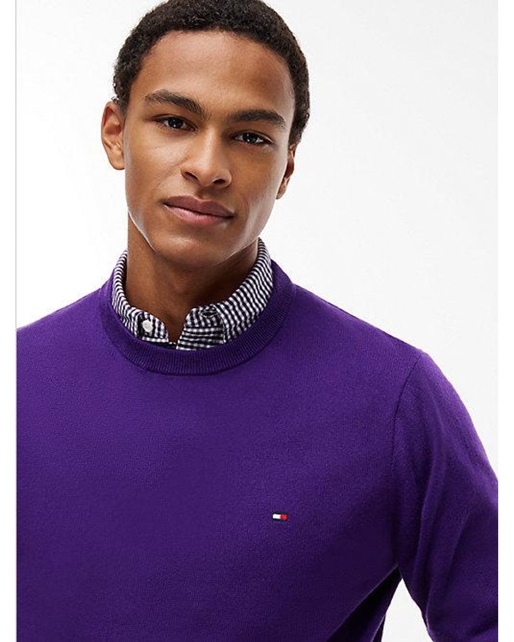 Tommy Hilfiger Purple Crew Neck Jumper With Cashmere for men