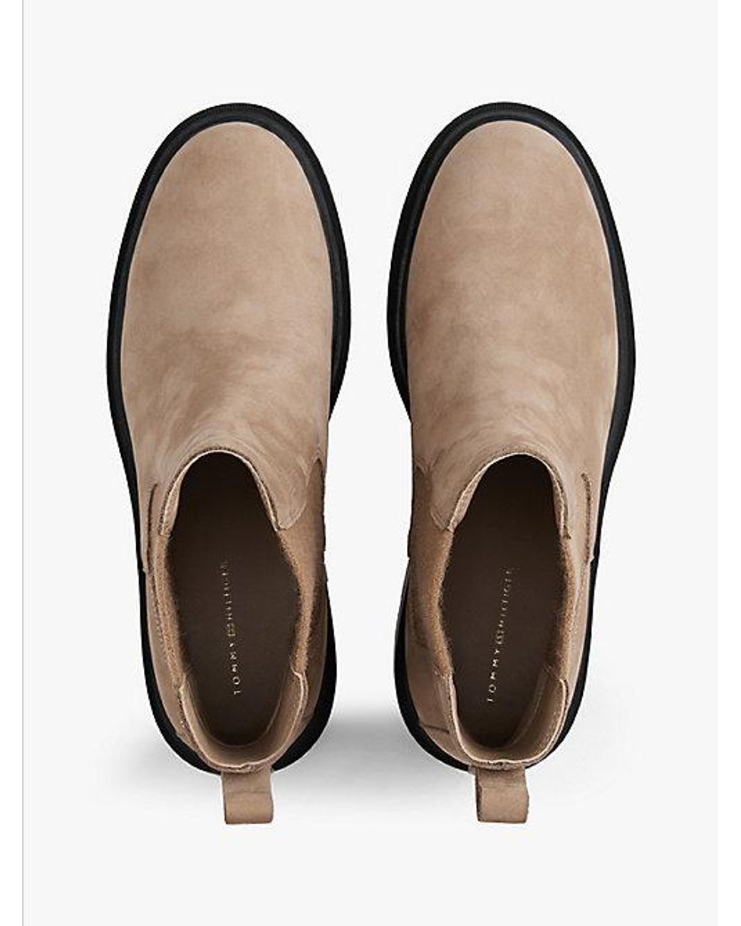 Tommy Hilfiger White Cleat Block Heel Chelsea Boots