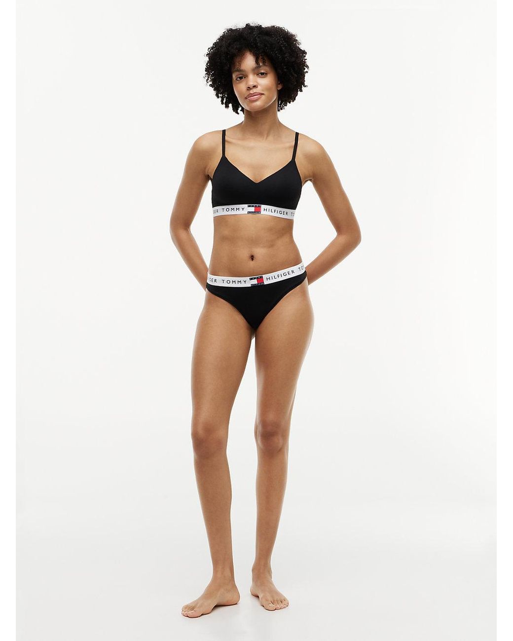 Tommy Hilfiger Black Heritage Tonal Logo Thong