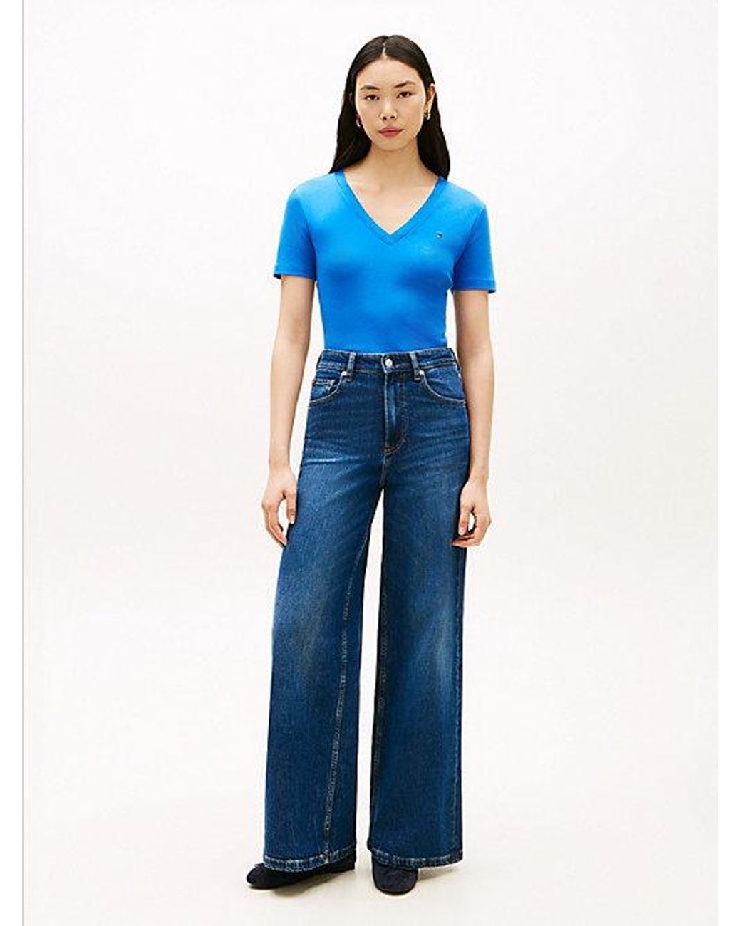 Tommy Hilfiger Blue Slim V-Neck T-Shirt
