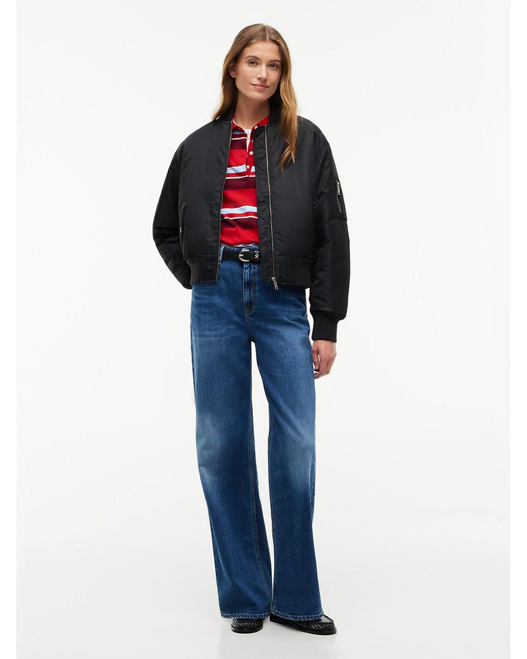 Tommy Hilfiger Black Sleeve Pocket Twill Bomber Jacket