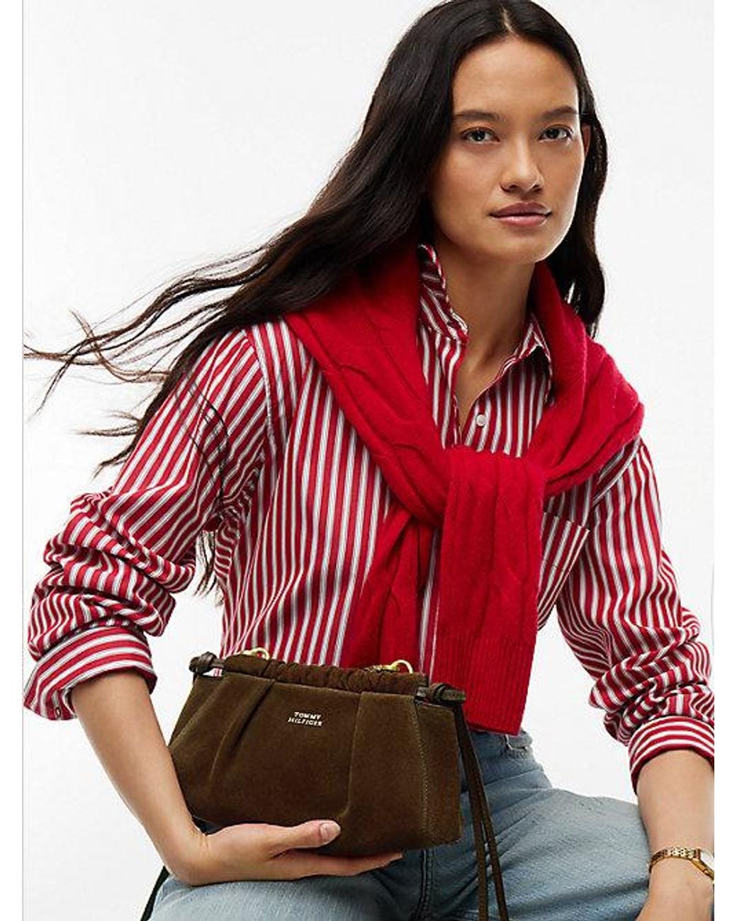 Tommy Hilfiger Brown Soft Suede Crossbody Bag