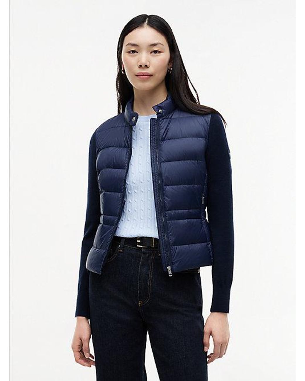 Tommy Hilfiger Blue Mixed Texture Slim Lightweight Down Jacket