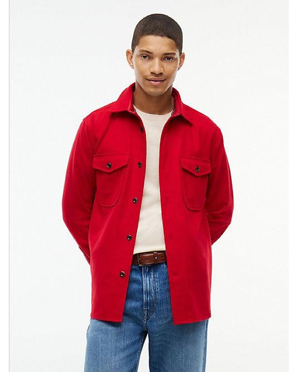 Tommy Hilfiger Red Relaxed Fit Wool Blend Shirt for men
