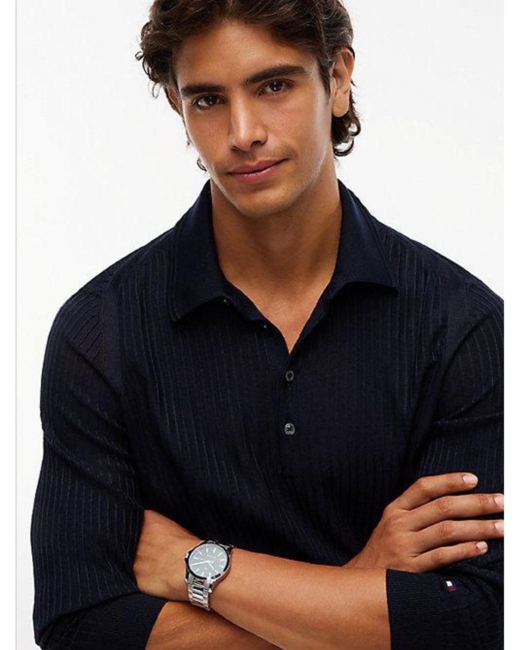 Tommy Hilfiger Blue New York Label Performance Polo Jumper for men
