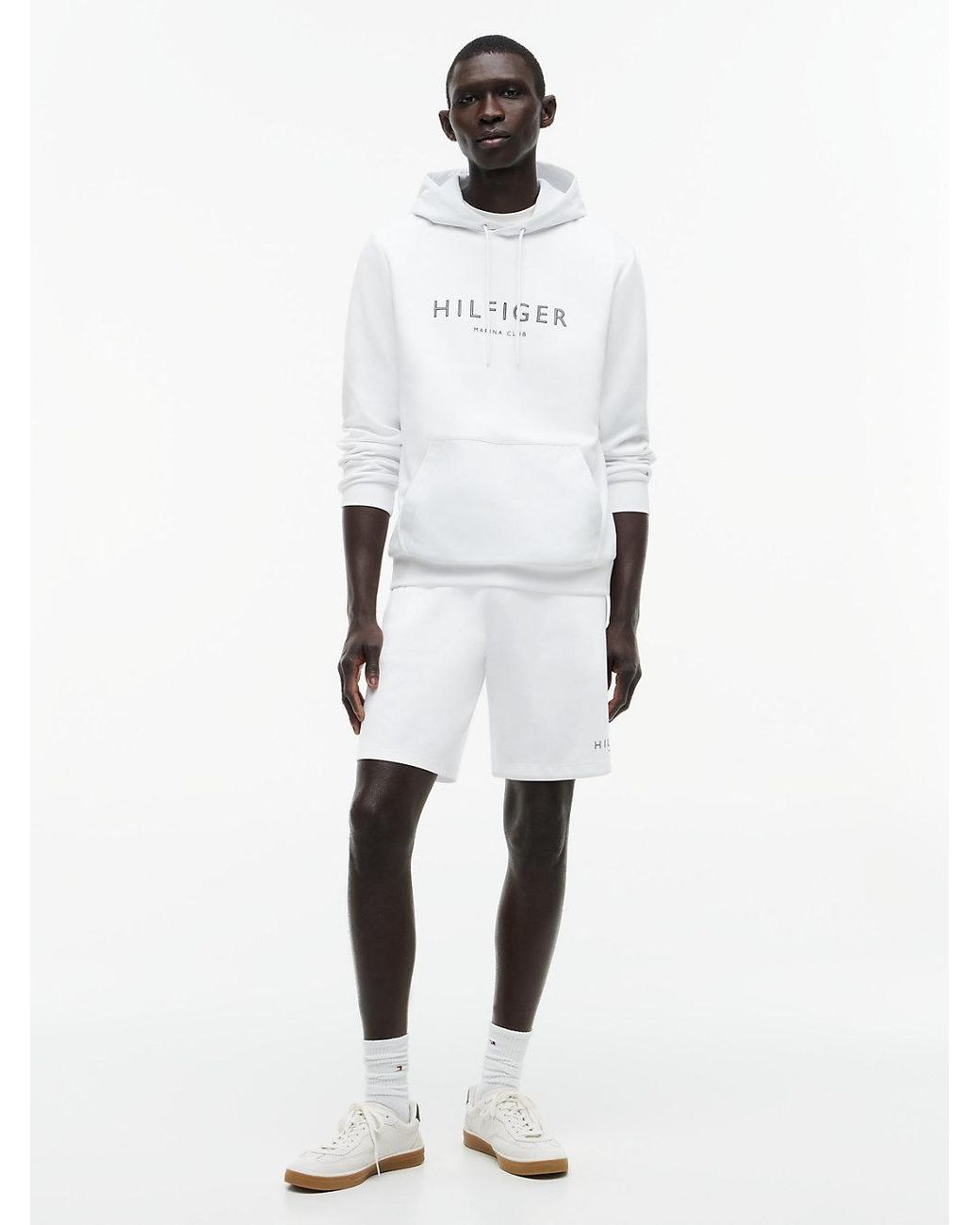 Tommy Hilfiger White Intechno Knit Logo Sweat Shorts for men