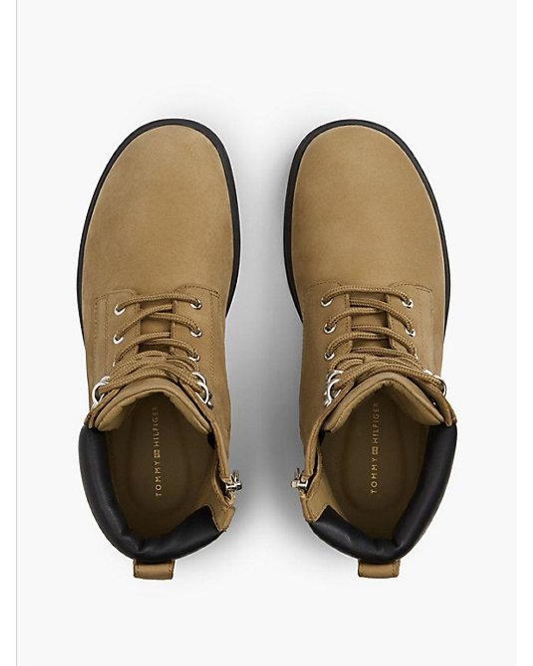 Tommy Hilfiger Brown Waterproof Leather Lace Up Ankle Boots