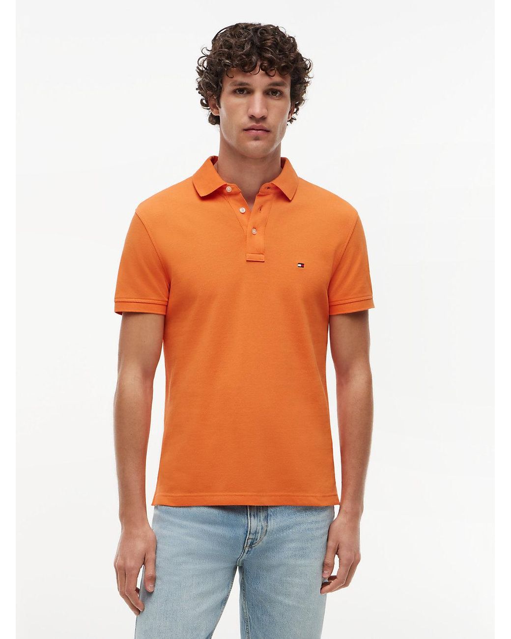 Tommy Hilfiger Red 1985 Slim Fit Pique Polo Shirt for men