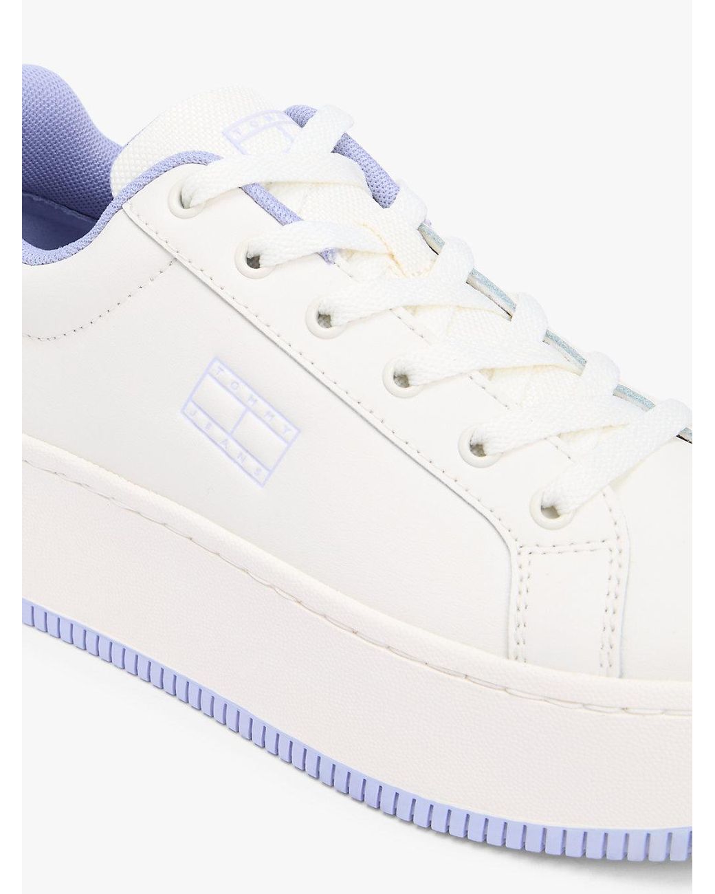 Tommy Hilfiger White Essential Logo Platform Trainers With Leather