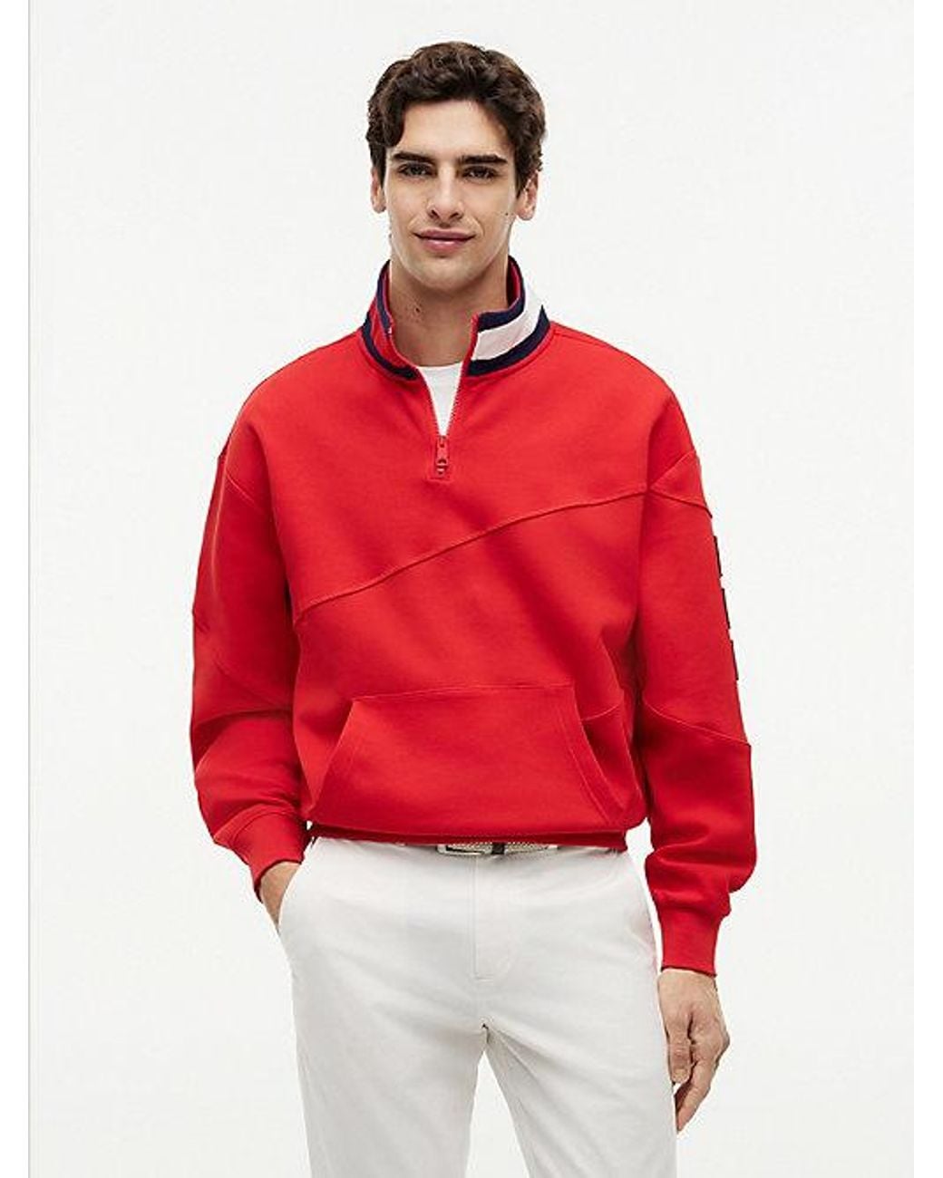 Tommy Hilfiger Red Tommy X U.s. Sail Gp Team Quarter-zip Sweatshirt