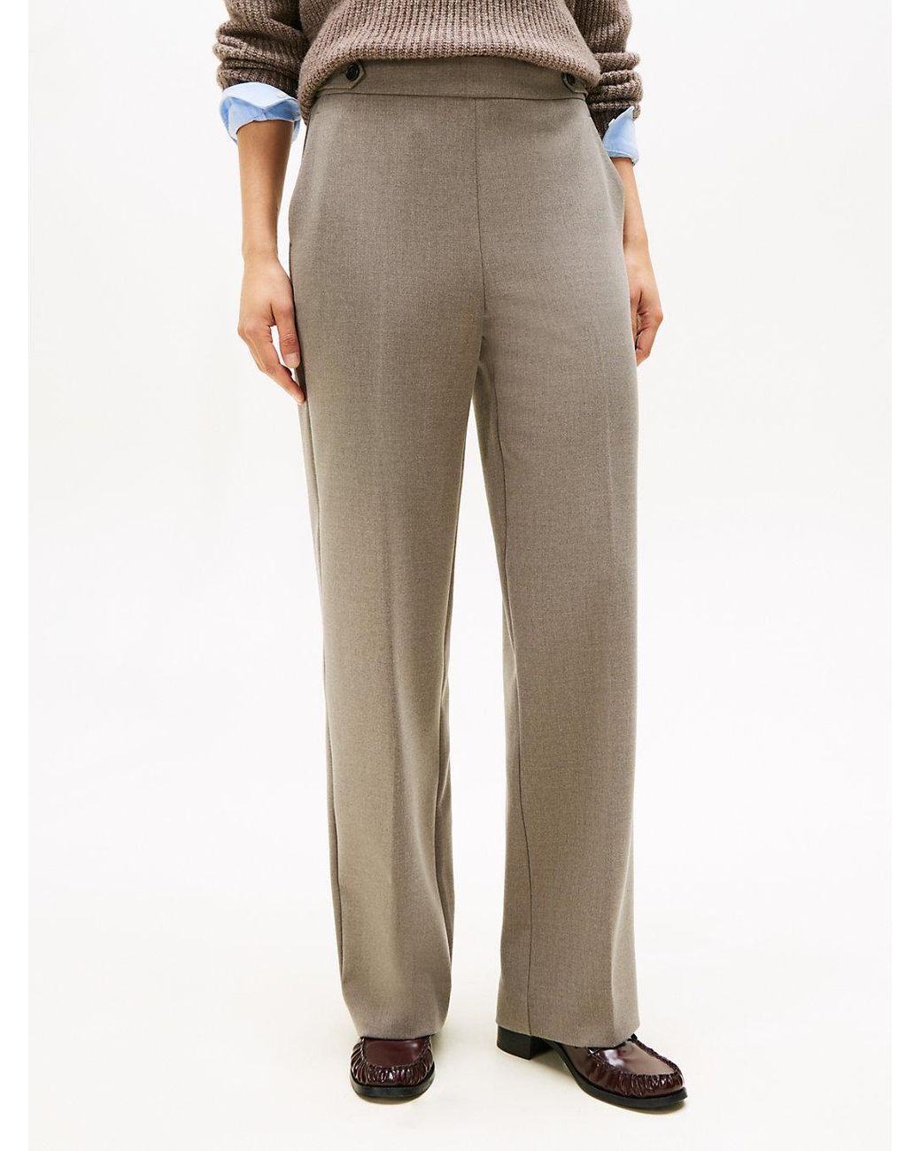 Tommy Hilfiger Natural Pressed Crease Straight Leg Trousers