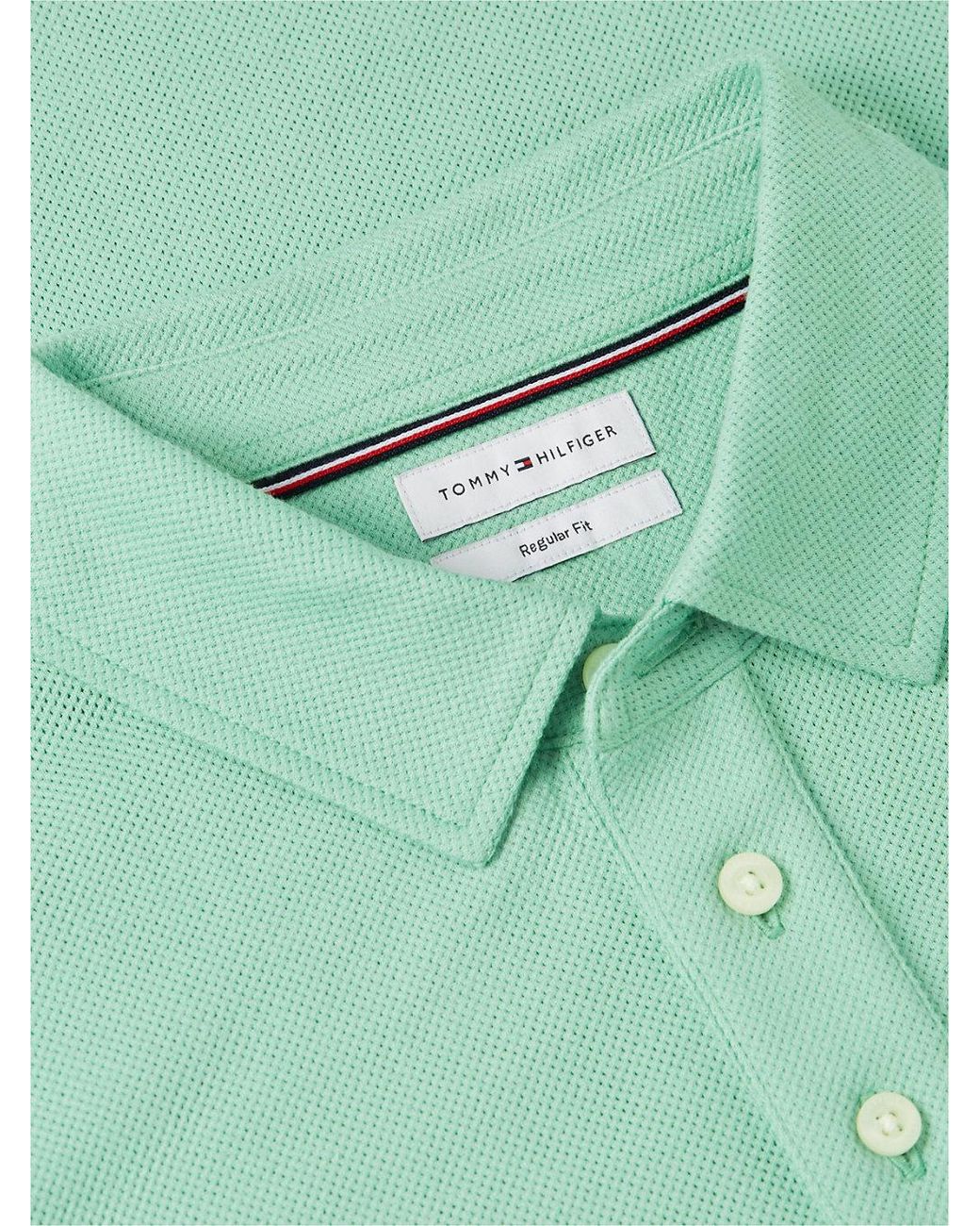 Tommy Hilfiger Green Regular Fit Mesh Jersey Polo Shirt for men