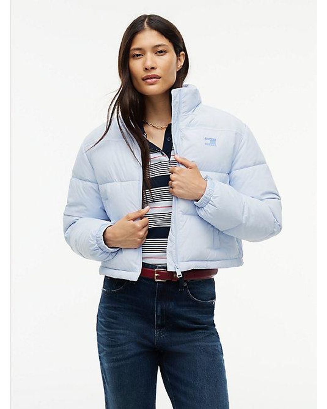 Tommy Hilfiger Blue Tommy Jeans Back Logo Cropped Puffer Jacket