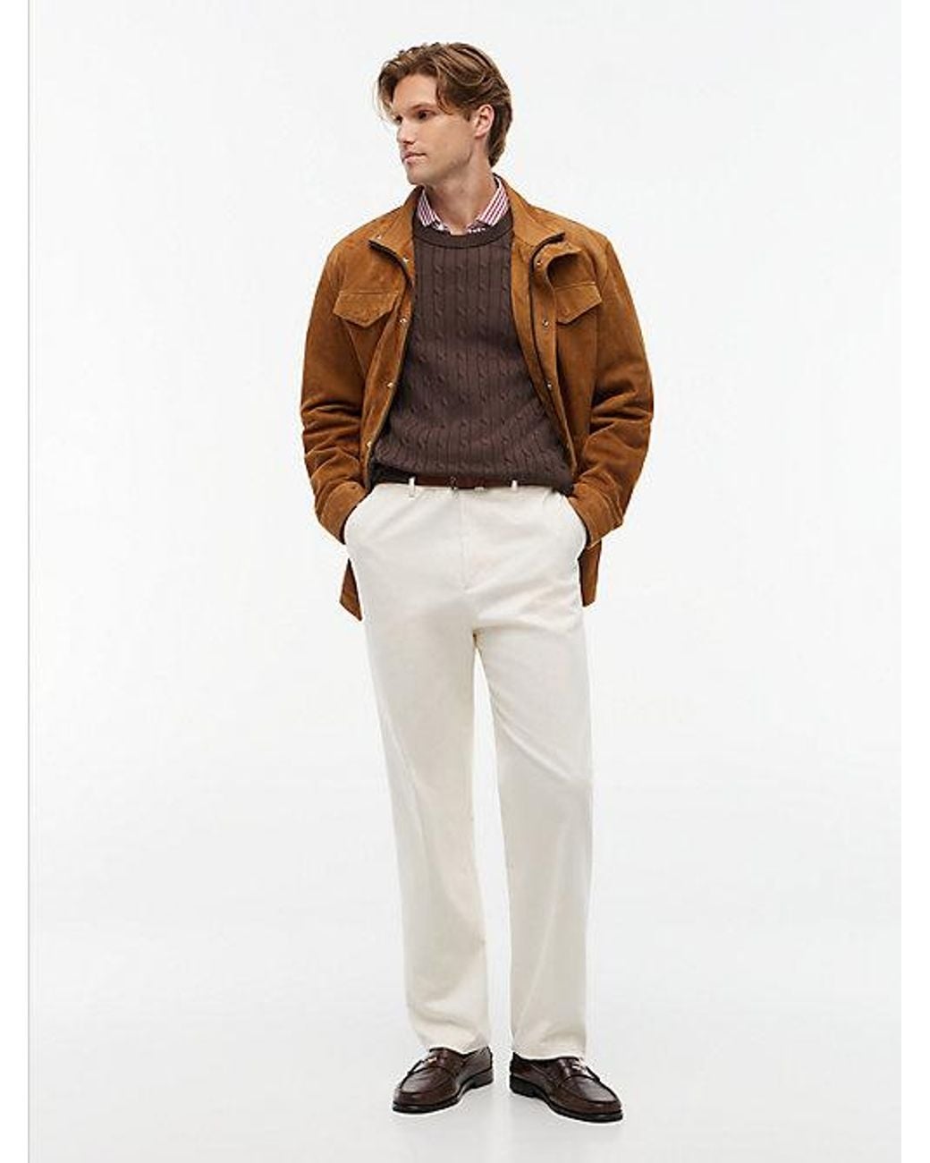 Tommy Hilfiger Brown Cable Knit Crew Neck Jumper for men