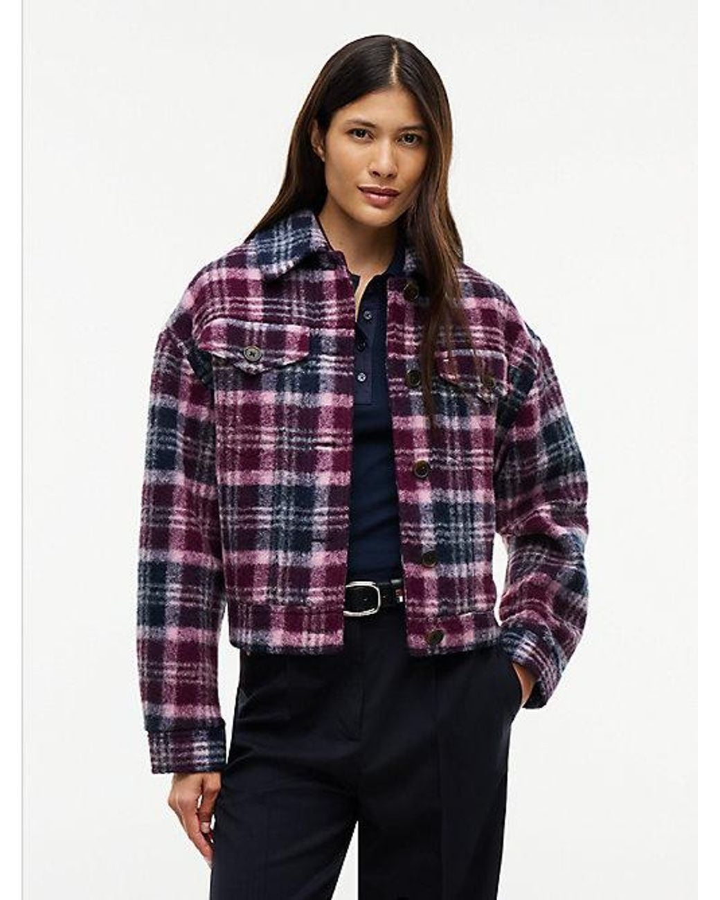 Tommy Hilfiger Red Tommy Jeans Wool Blend Trucker Jacket