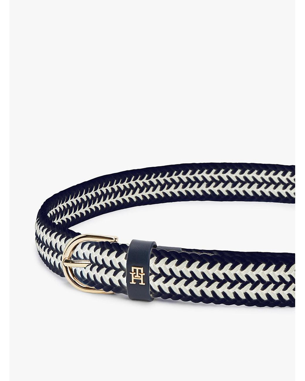 Tommy Hilfiger Blue Essential Th Monogram Braided Elastic Belt