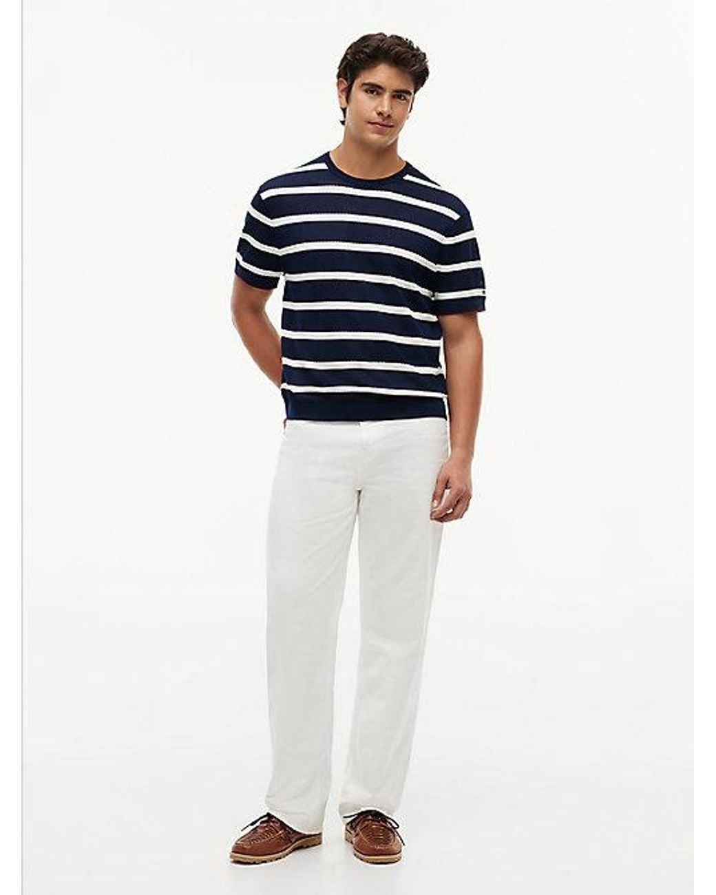 Tommy Hilfiger Blue New York Label Breton Stripe Knit Relaxed T-Shirt for men