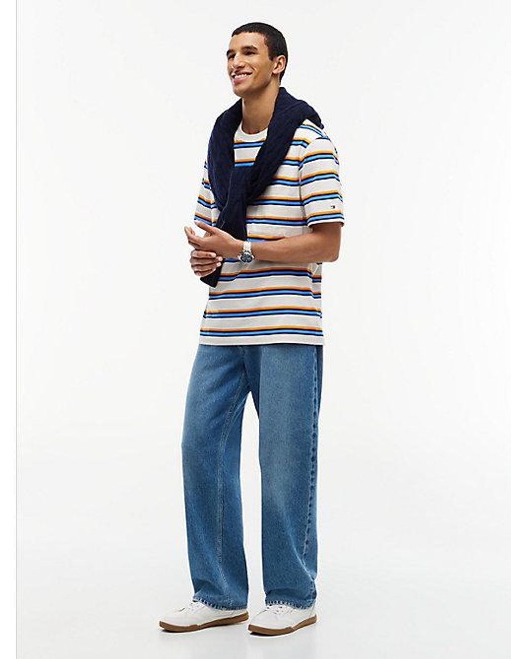 Tommy Hilfiger Blue Mixed Stripe Relaxed Jersey T-Shirt for men