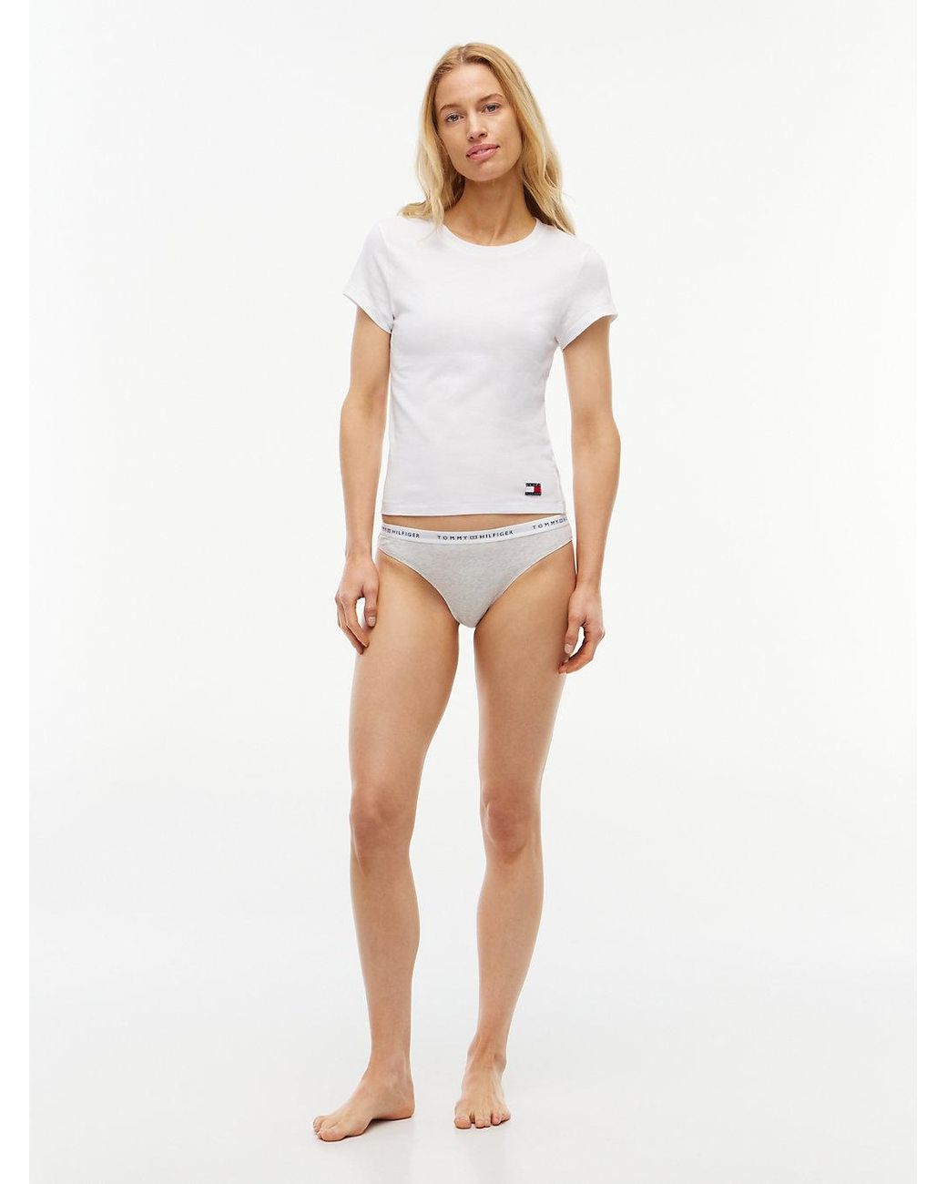 Tommy Hilfiger White Repeat Logo Waistband Thong