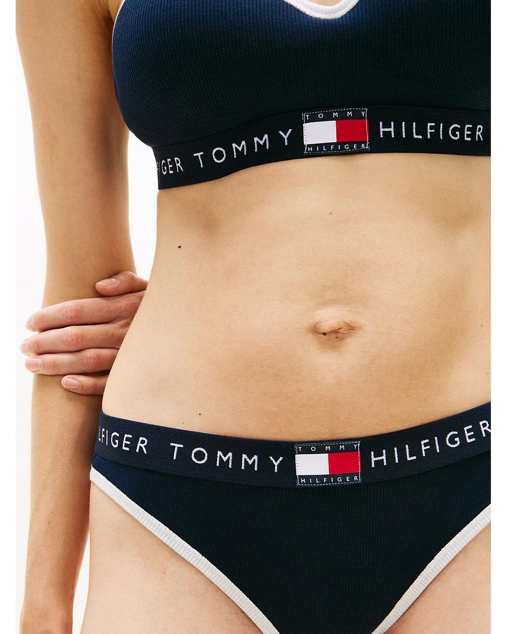 Tommy Hilfiger Blue Heritage Logo Ribbed Briefs