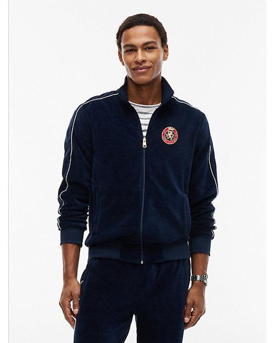 Tommy Hilfiger Blue Crest Velour Track Top for men