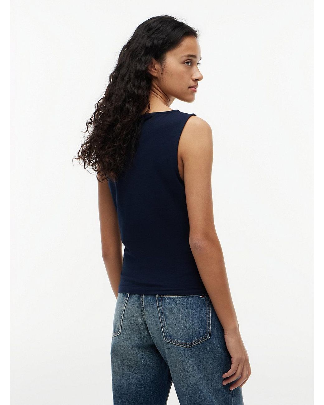 Tommy Hilfiger Blue Slim Boat Neck Tank Top