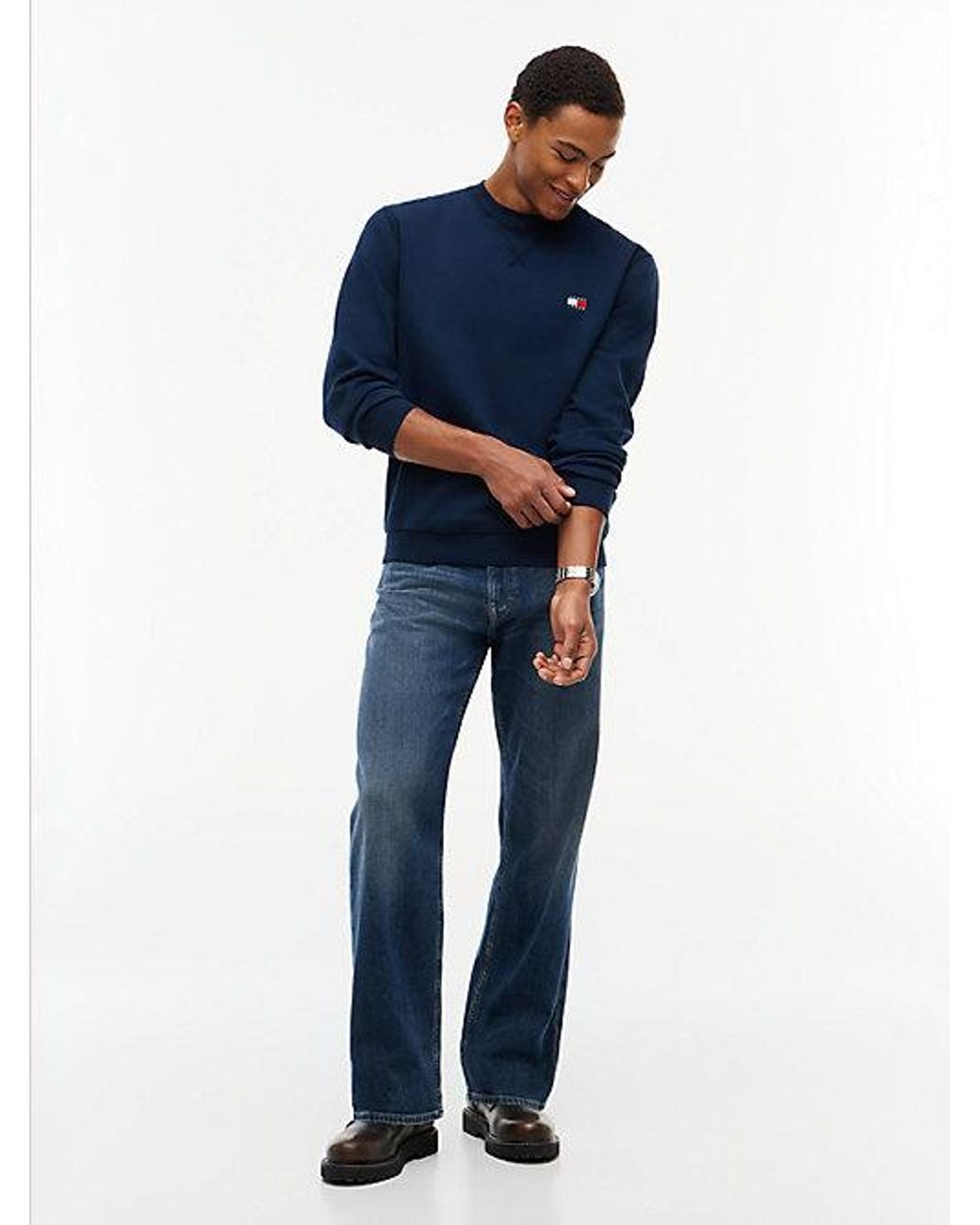 Tommy Hilfiger Blue Badge Fleece Crew Neck Sweatshirt for men