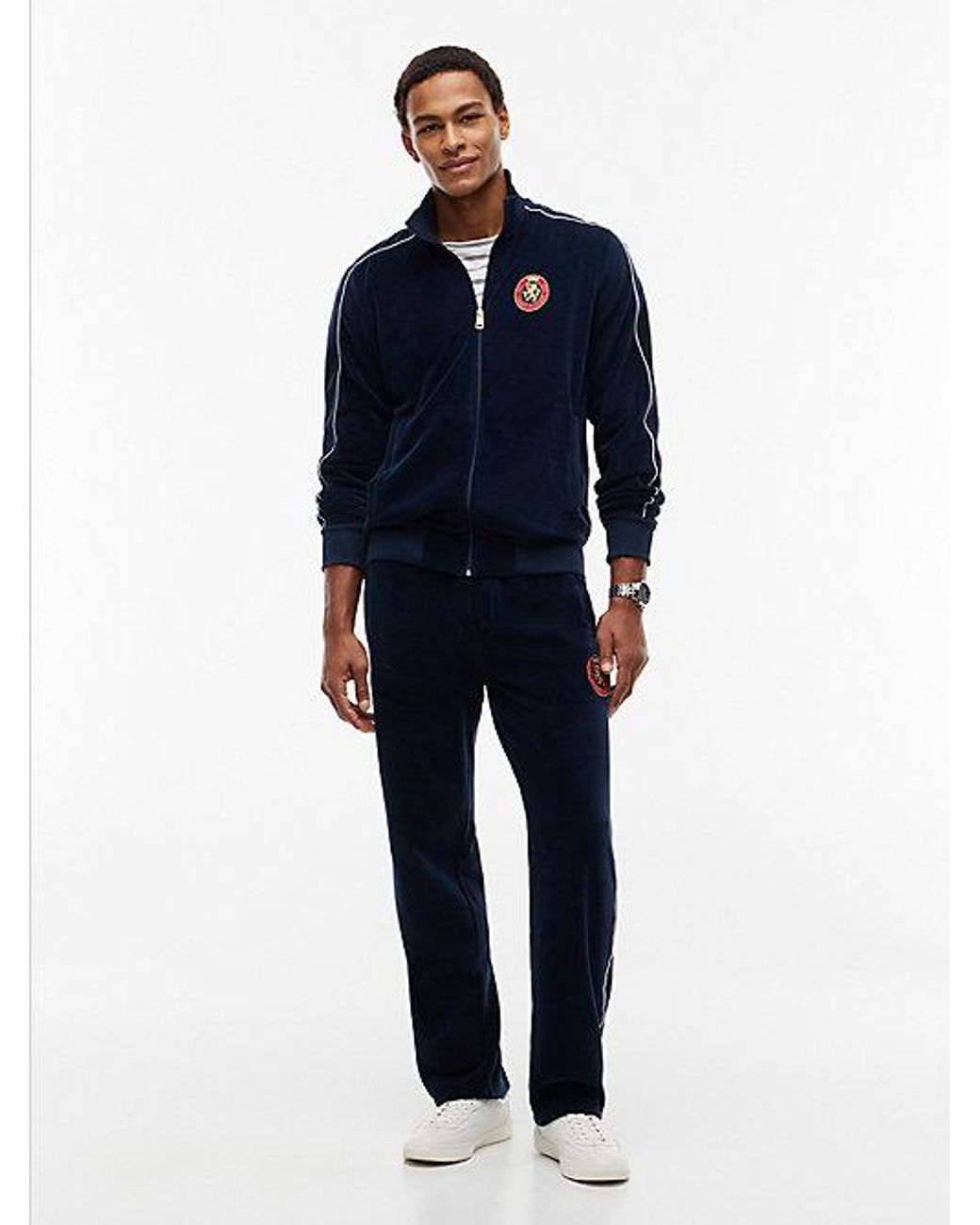 Tommy Hilfiger Blue Crest Velour Track Top for men