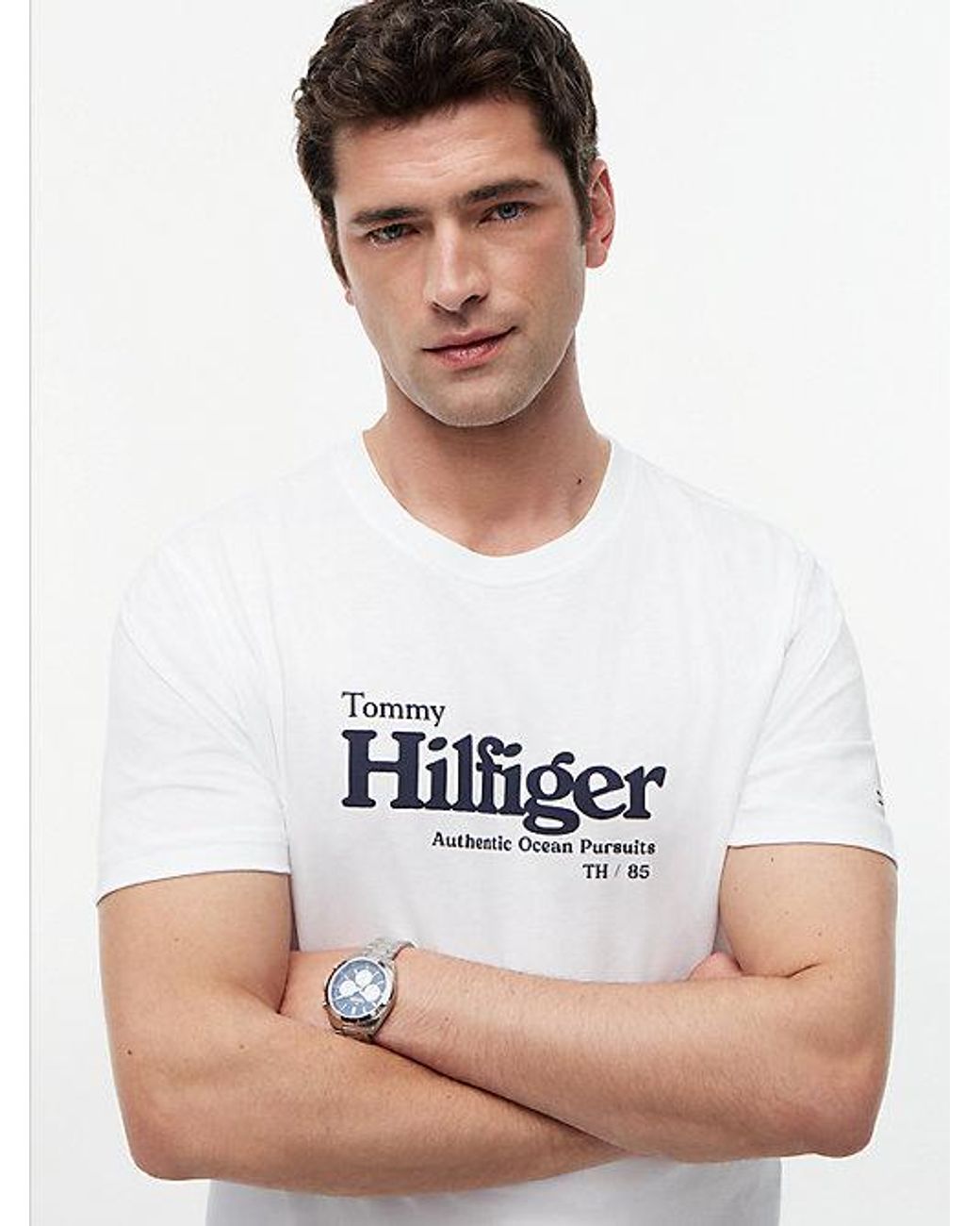 Tommy Hilfiger White Logo Graphic Jersey T-Shirt for men