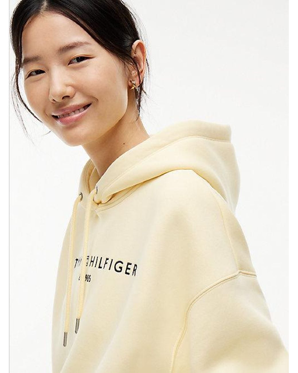 Tommy Hilfiger Natural Logo Fleece Relaxed Drawstring Hoody
