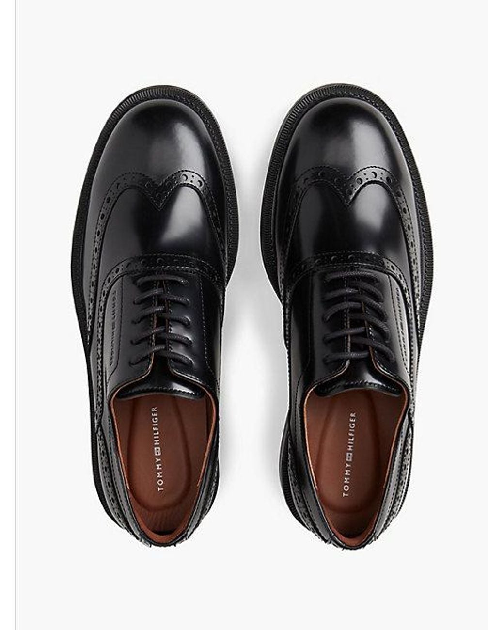 Tommy Hilfiger Black Leather Lace Up Brogue Shoes for men