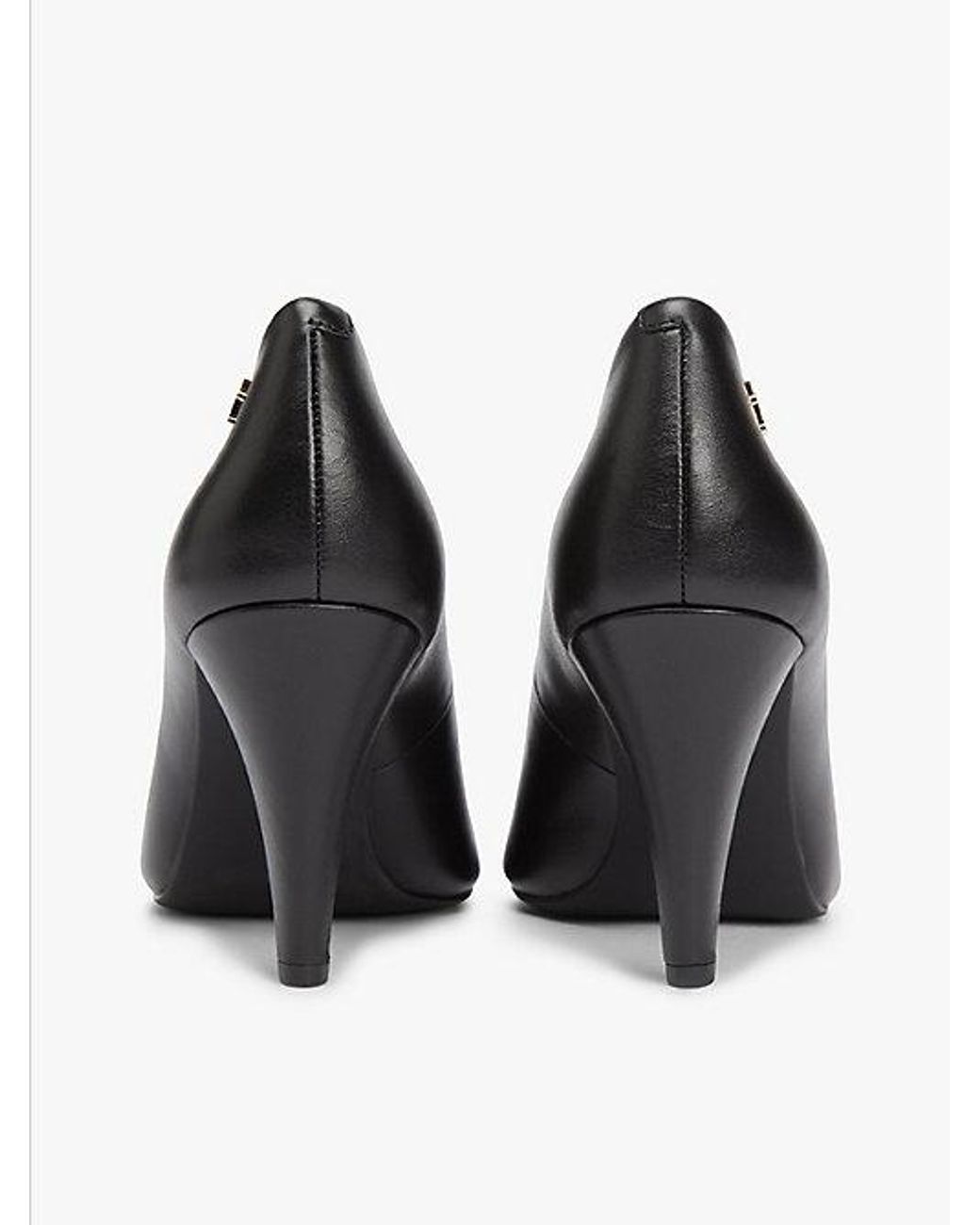 Tommy Hilfiger Leren Pump Met Naaldhak En Th-Monogram in het White